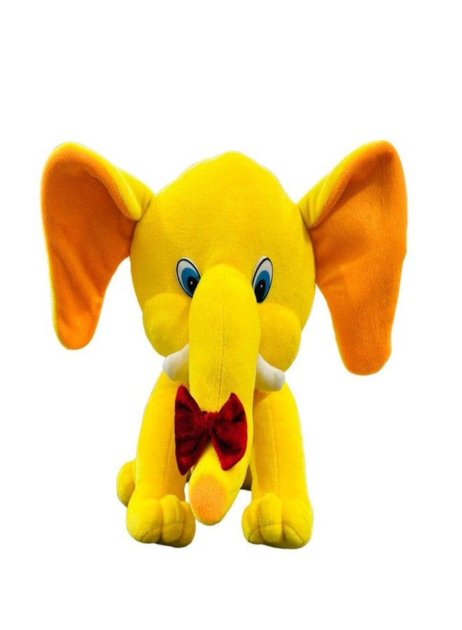 Stuff Tree Plush Sitting Elephant Soft Toy, Yellow, Height with Bow Tie, 30 CM - Image 1